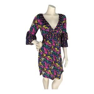 Vintage Betsey Johnson Bambi Tunic Deer Print Dress Black Size 10